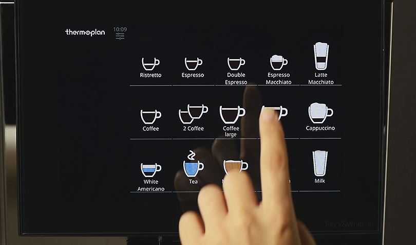 Touchscreen-Display einer Thermoplan Kaffeemaschine